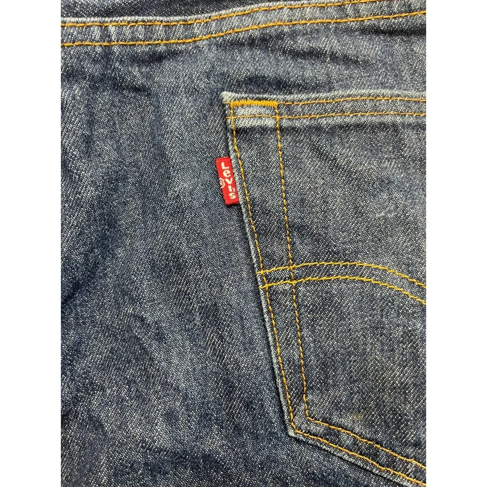 Levis 501 Original Fit Jeans Mens 38x32 Dark Blue Denim Button Fly Straight Leg